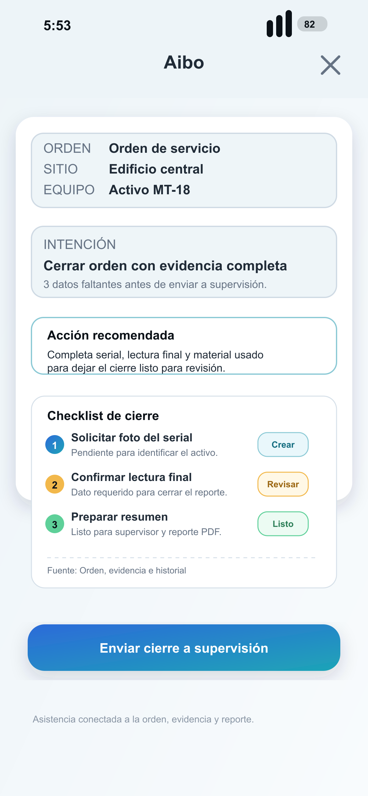 Notas asistidas dentro de Aibo Task